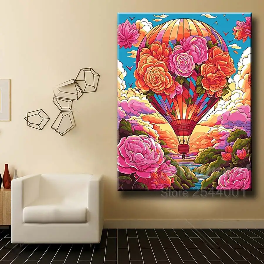 Ever Moment 5D Diamond Painting Hot Air Balloon with Flowers Full Drill Premium Diamond Dot Painting Kits ASF3004 - Image 2