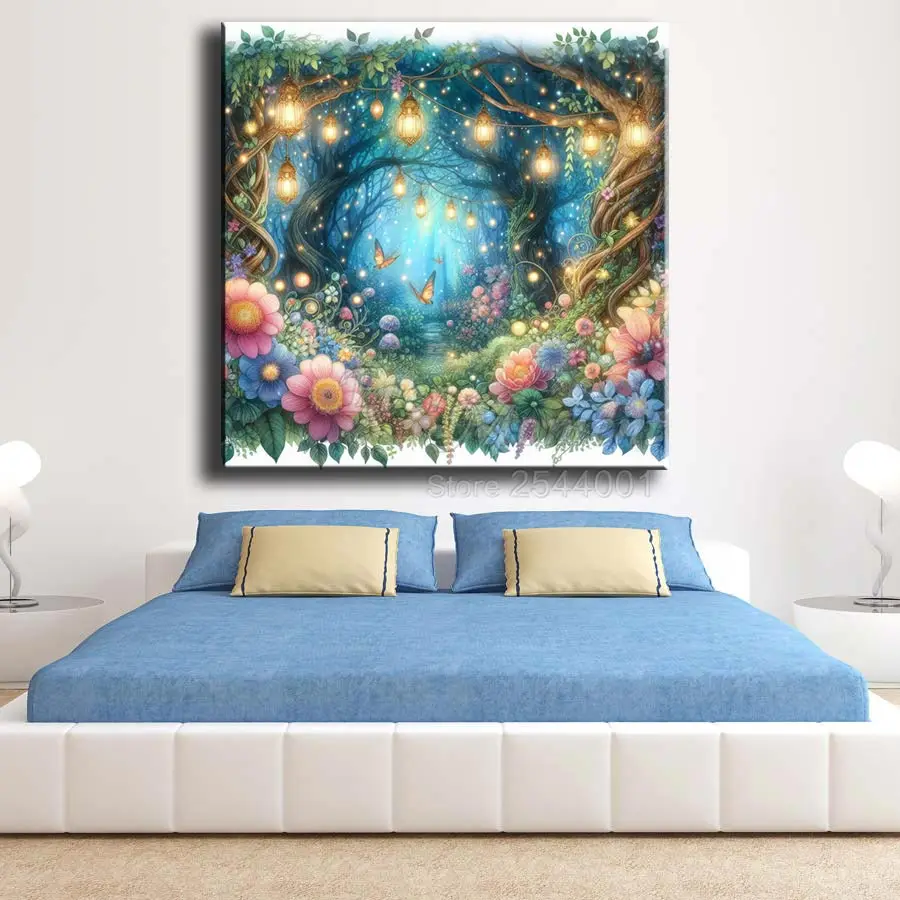 Fairyland Trees Flowers and Butterflies Diamond Painting DIY Handmade Craft Kit Mosaic Art Wall Hangings for Home Decor ASF3021 - Image 2