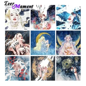 Ever Moment Diamond Painting Paint By Square Round Stones Resin Drill Cartoon Girl Wall Art Decoration For Giving Kits ASF2232