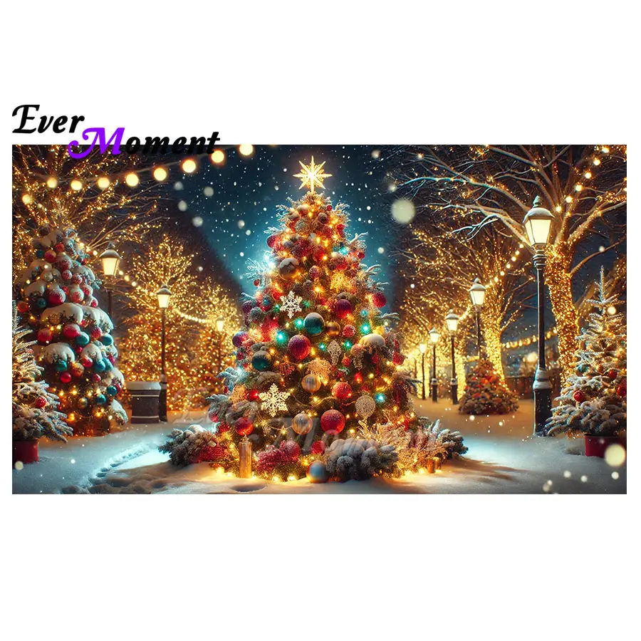 Ever Moment Christmas Tree DIY Square AB Diamond Painting Winter Night Scenery For Adults Beginners Landscape Handicraft ASF3014