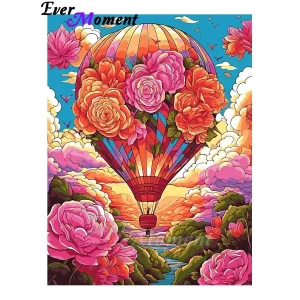 Ever Moment 5D Diamond Painting Hot Air Balloon with Flowers Full Drill Premium Diamond Dot Painting Kits ASF3004